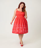 Unique Vintage Plus Size Red & Pink Hearts Cutout Swing Dress - Unique Vintage - Womens, DRESSES, SWING