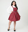 Unique Vintage Plus Size Red Plaid Brionne Pinafore Skirt