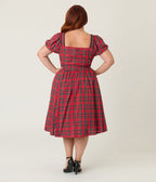 Unique Vintage Plus Size Red Plaid Button Front Swing Dress - Unique Vintage - Womens, DRESSES, SWING