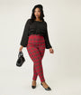 Unique Vintage Plus Size Red Plaid High Waist Rizzo Cigarette Pants