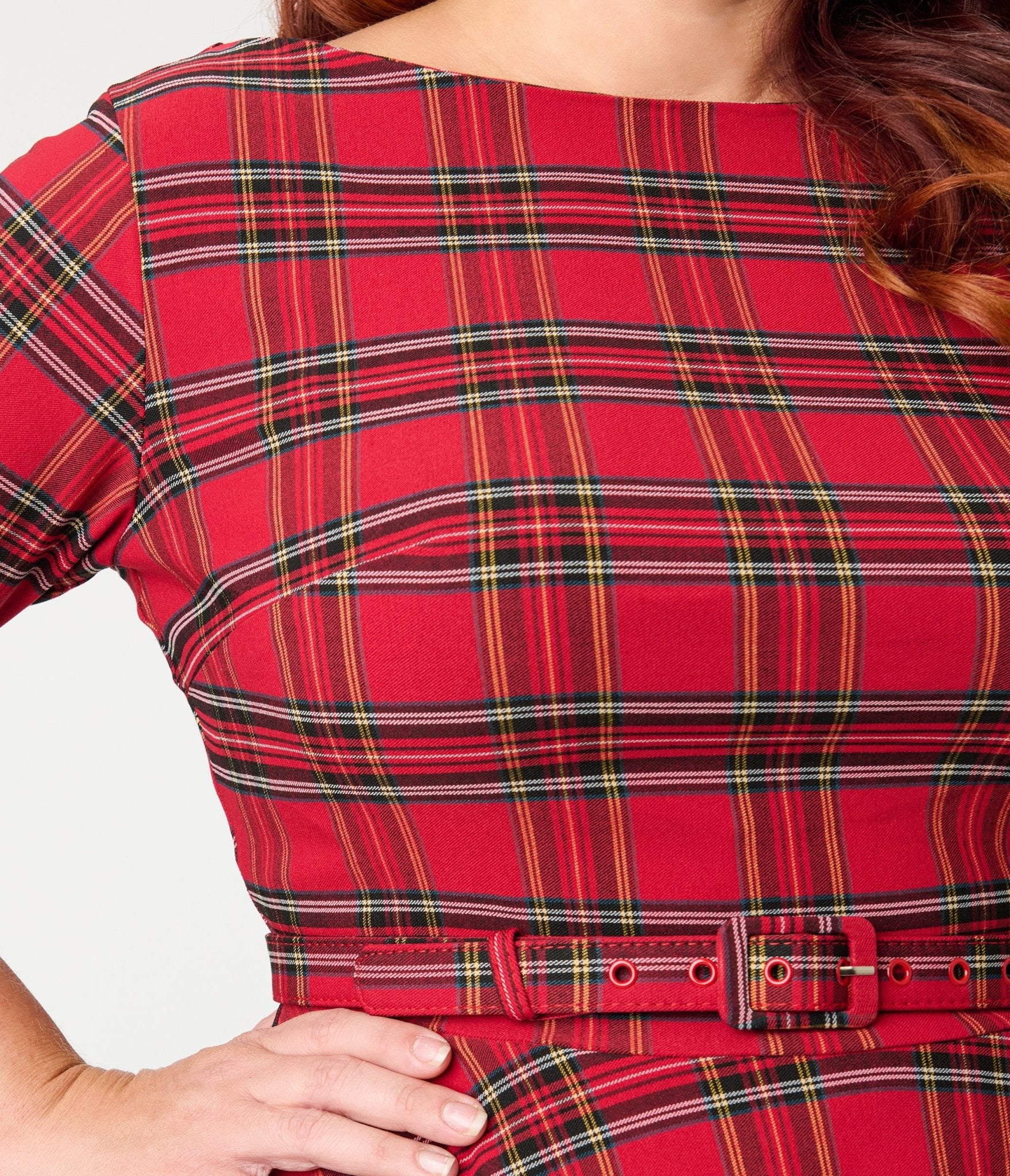 Unique Vintage Plus Size Red Plaid Sleeved Devon Swing Dress - Unique Vintage - Womens, DRESSES, SWING