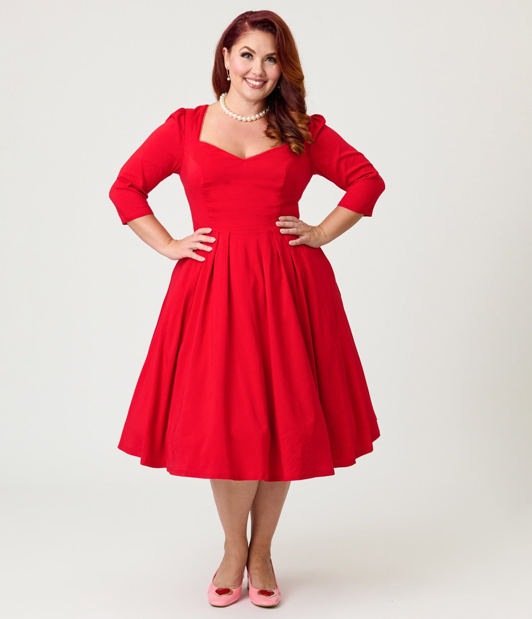 plus size evening dresses red Long Pleated Plus-Size Formal Dress with Long Sleeves Blossom Pink / 22 Unique Vintage Plus Size Red