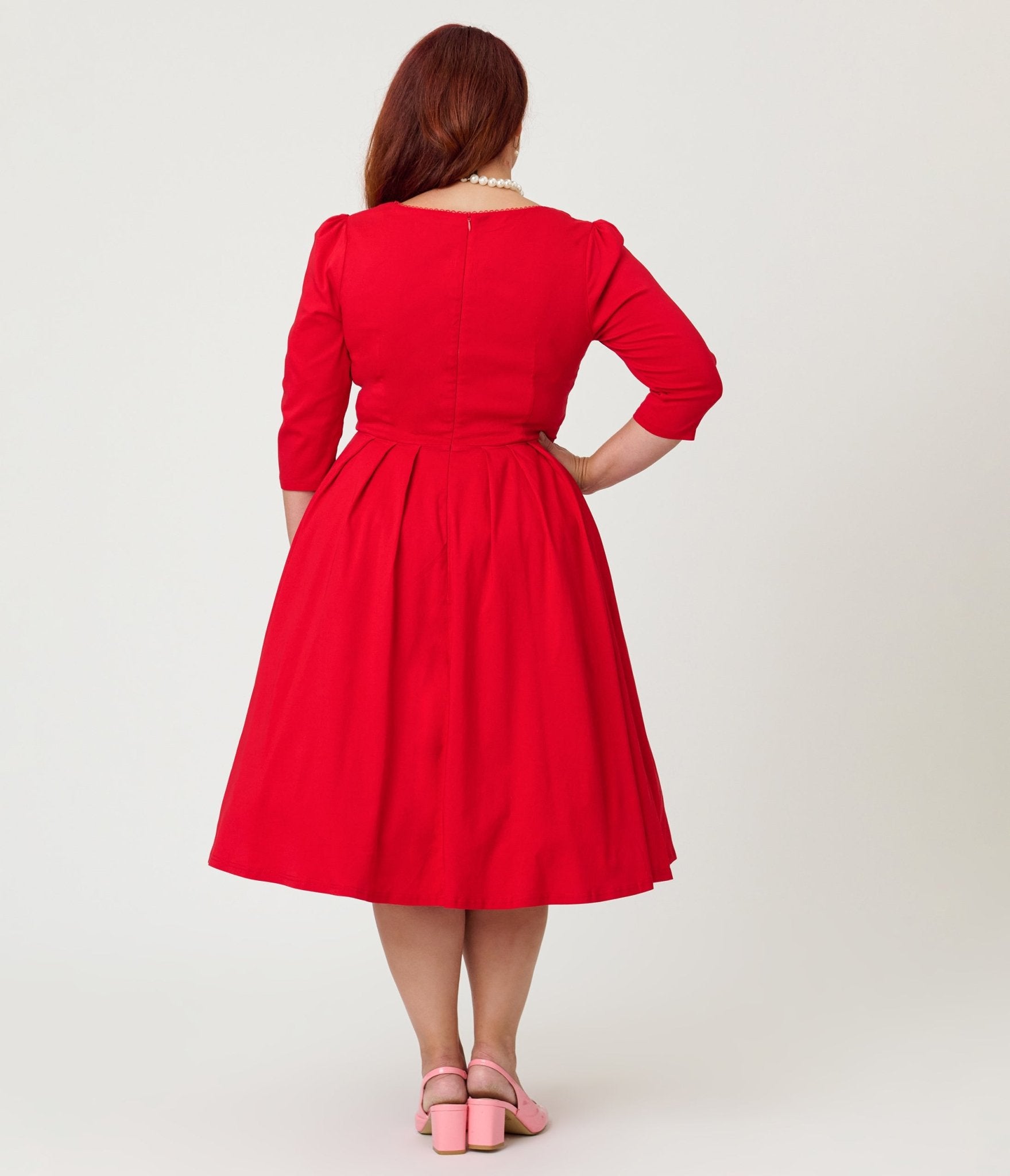 Unique Vintage Plus Size Red Sweetheart Swing Dress Unique Vintage Plus Size Red Sweetheart Swing Dress