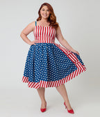 Unique Vintage Plus Size Red & White Stripe Ossining Romper - Unique Vintage - Womens, BOTTOMS, ROMPERS AND JUMPSUITS