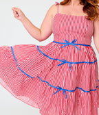 Unique Vintage Plus Size Red & White Striped Tiered Swing Dress - Unique Vintage - Womens, DRESSES, SWING