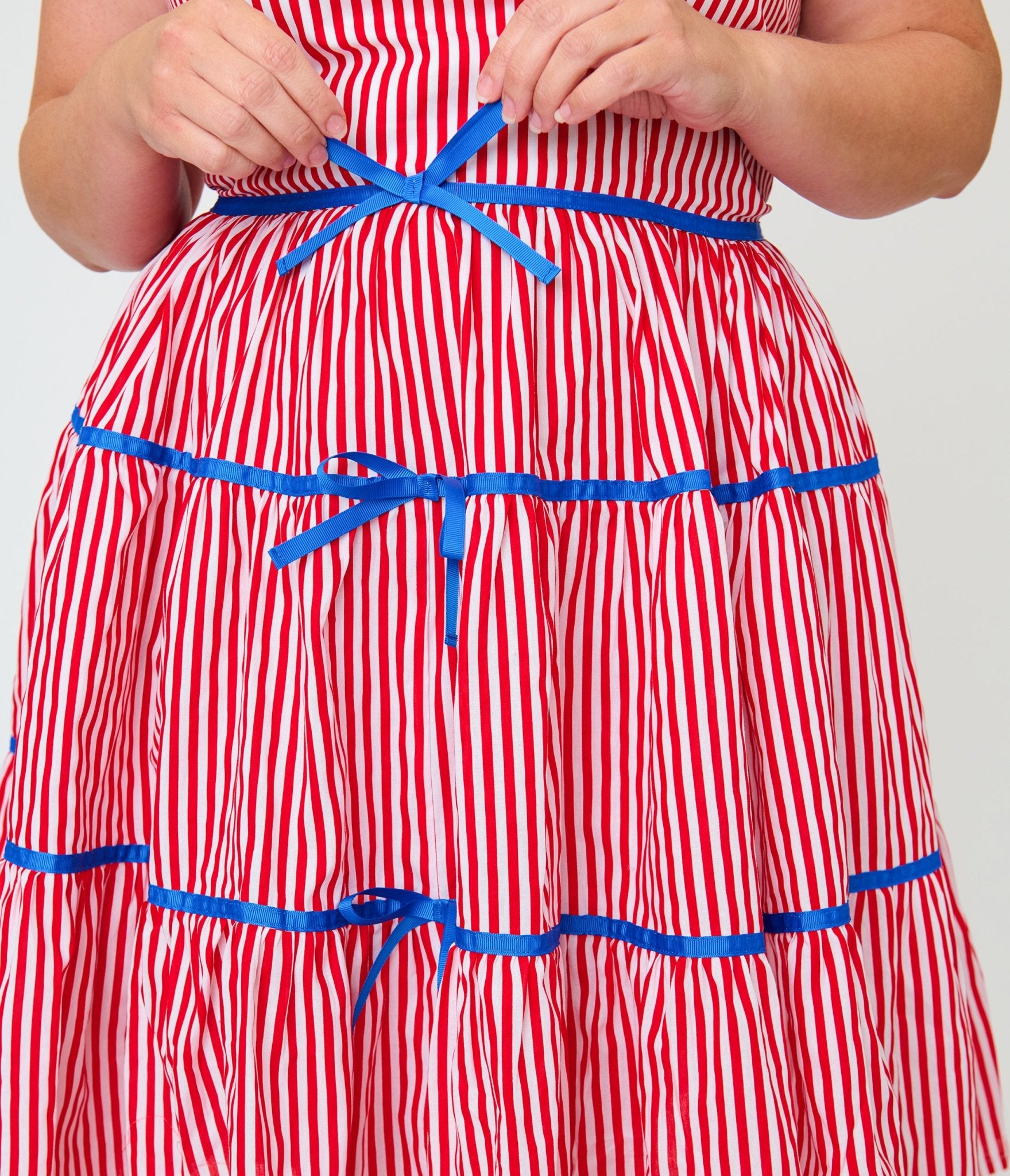 Unique Vintage Plus Size Red & White Striped Tiered Swing Dress - Unique Vintage - Womens, DRESSES, SWING