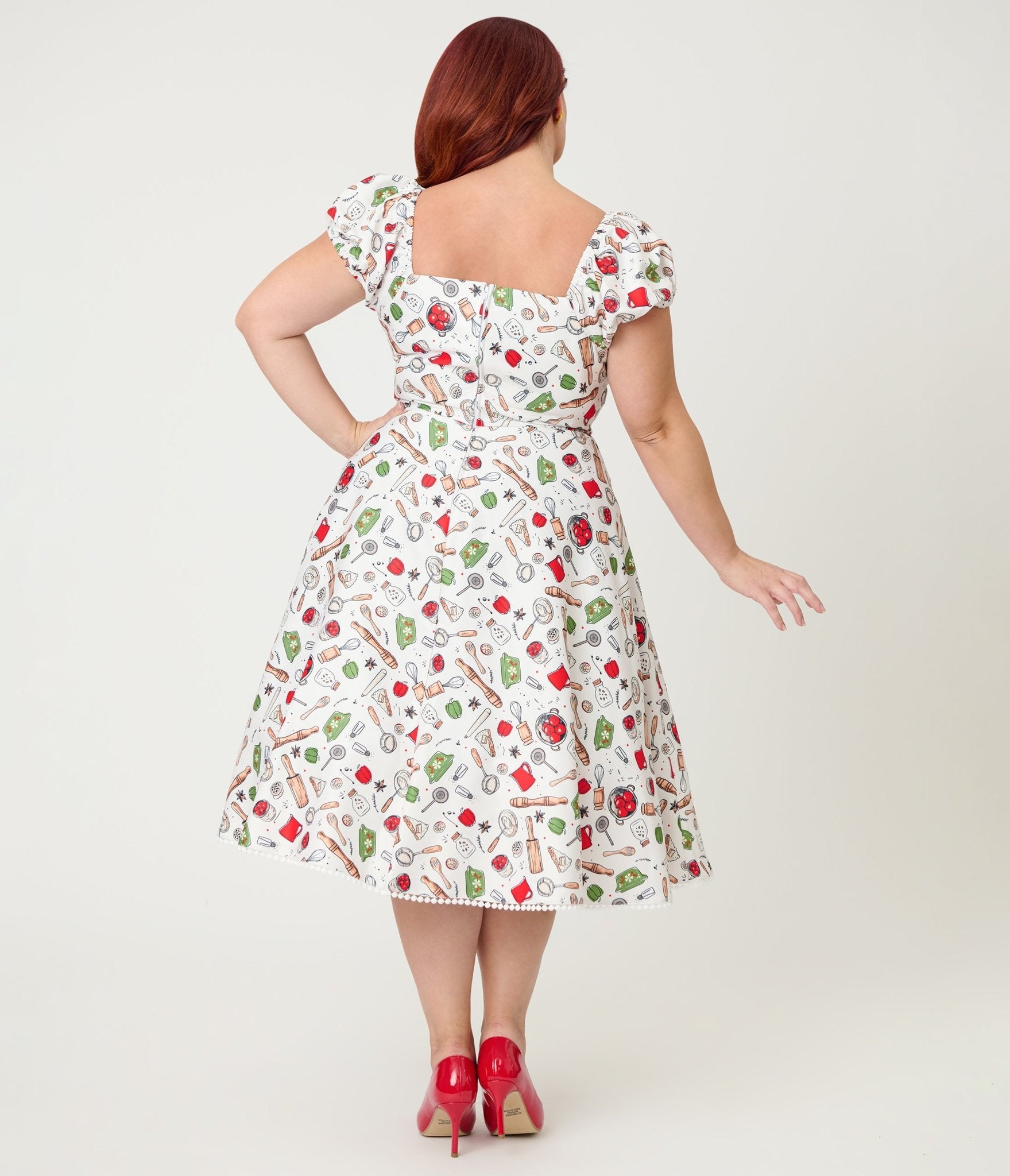 Unique Vintage Plus Size Retro Kitchen Print Swing Dress - Unique Vintage - Womens, DRESSES, SWING
