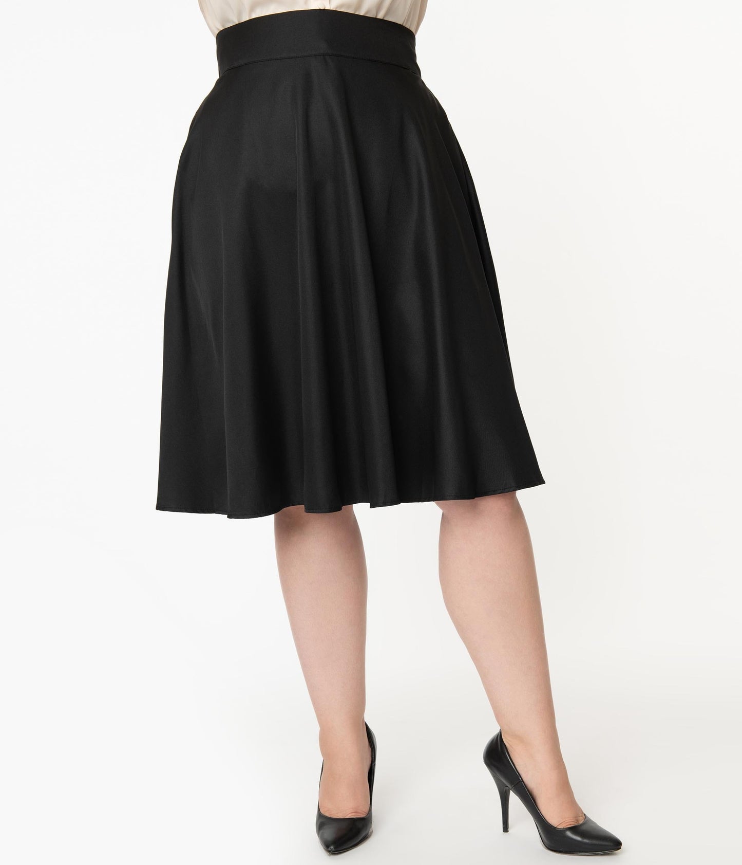 Unique Vintage Plus Size Retro Style Black High Waist Vivien Swing Skirt - Unique Vintage - Womens, BOTTOMS, SKIRTS