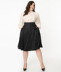 Unique Vintage Plus Size Retro Style Black High Waist Vivien Swing Skirt
