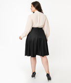 Unique Vintage Plus Size Retro Style Black High Waist Vivien Swing Skirt - Unique Vintage - Womens, BOTTOMS, SKIRTS