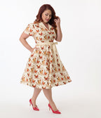 Unique Vintage Plus Size Rooster Print Cotton Shirt Dress - Unique Vintage - Womens, DRESSES, SWING