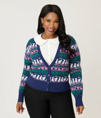 Unique Vintage Plus Size Snowflake & Cats Cardigan - Unique Vintage - Womens, TOPS, SWEATERS