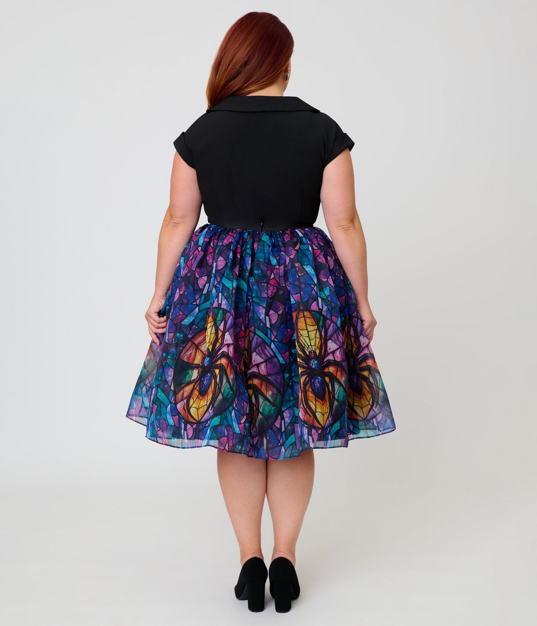 Unique Vintage Plus Size Stained Glass Spider Flare Ballerina Skirt - Unique Vintage - Womens, BOTTOMS, SKIRTS