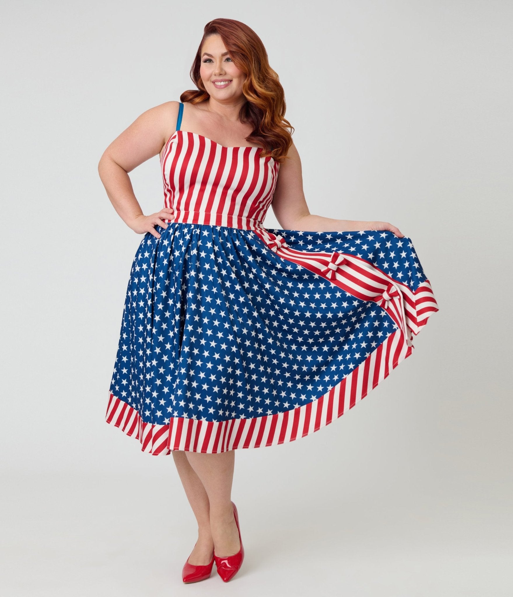 Unique Vintage Plus Size Stars & Stripes Rye Swing Skirt - Unique Vintage - Womens, BOTTOMS, SKIRTS