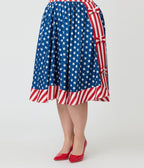 Unique Vintage Plus Size Stars & Stripes Rye Swing Skirt - Unique Vintage - Womens, BOTTOMS, SKIRTS