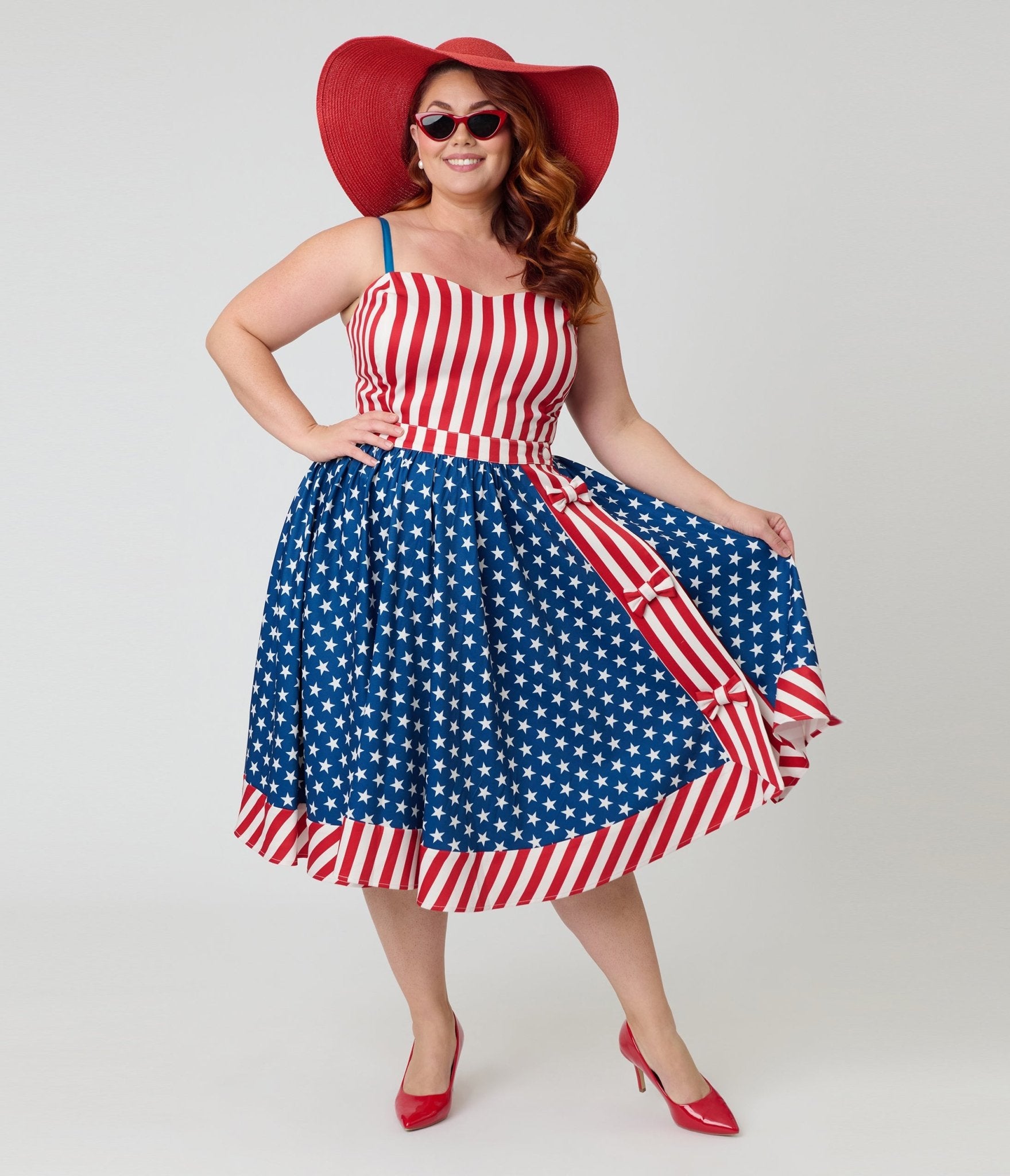 Unique Vintage Plus Size Red & White Stripe Ossining Romper
