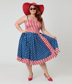 Unique Vintage Plus Size Stars & Stripes Rye Swing Skirt - Unique Vintage - Womens, BOTTOMS, SKIRTS