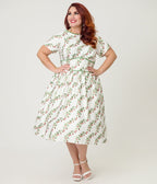 Unique Vintage Plus Size Strawberry Vine Print Swing Dress - Unique Vintage - Womens, DRESSES, SWING