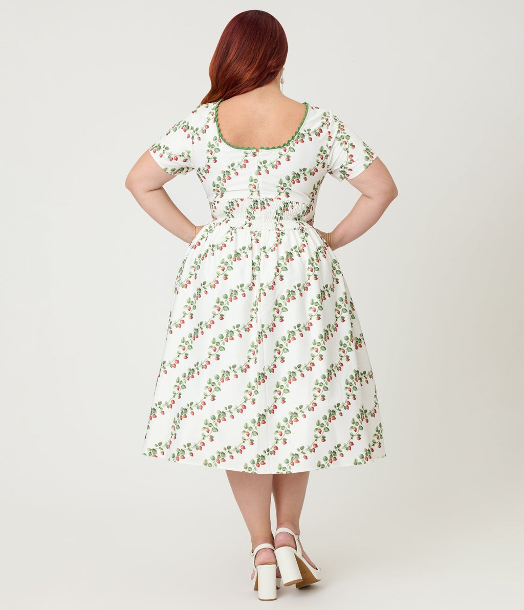 Unique Vintage Plus Size Strawberry Vine Print Swing Dress - Unique Vintage - Womens, DRESSES, SWING