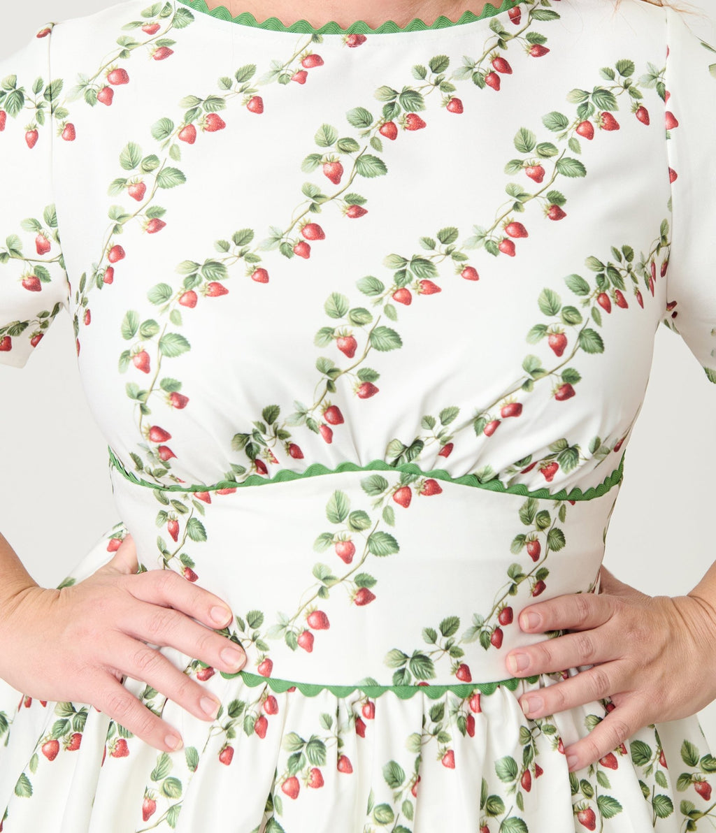 Unique Vintage Plus Size Strawberry Vine Print Swing Dress - Unique Vintage - Womens, DRESSES, SWING