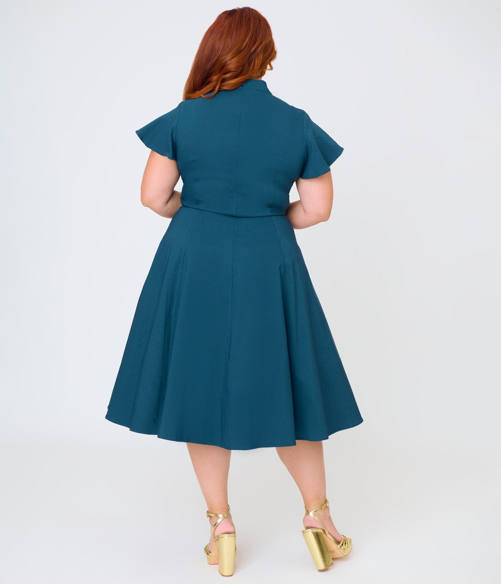 Unique Vintage Plus Size Teal Celestial Embroidered Baltimore Swing Dress - Unique Vintage - Womens, DRESSES, SWING