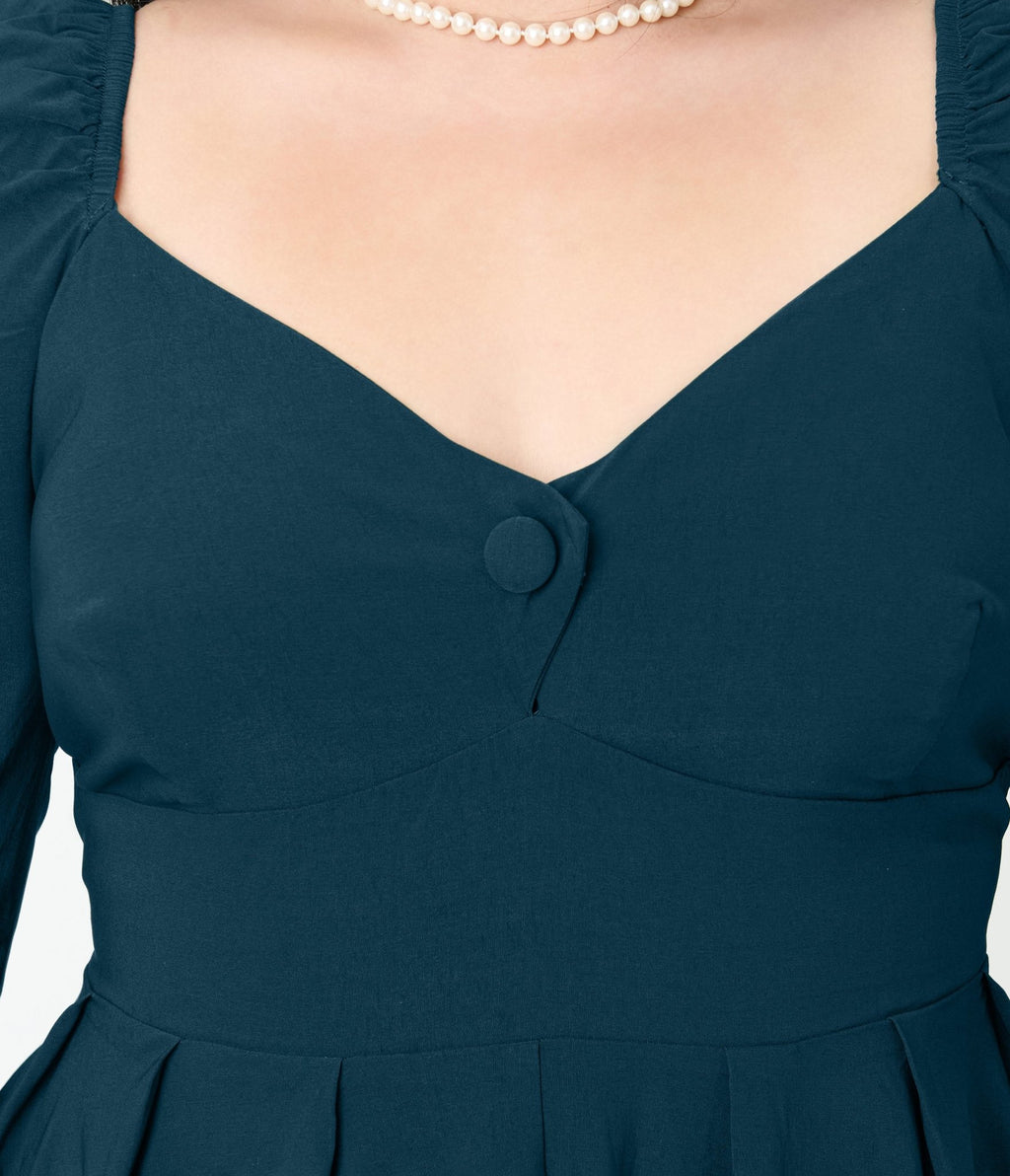 Unique Vintage Plus Size Teal Lamar Swing Dress - Unique Vintage - Womens, DRESSES, SWING