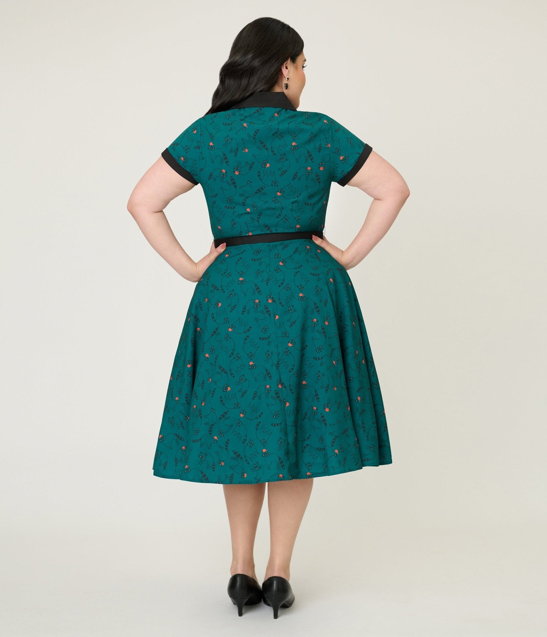 Unique Vintage Plus Size Teal Raccoon Print Alexis Swing Dress - Unique Vintage - Womens, DRESSES, SWING