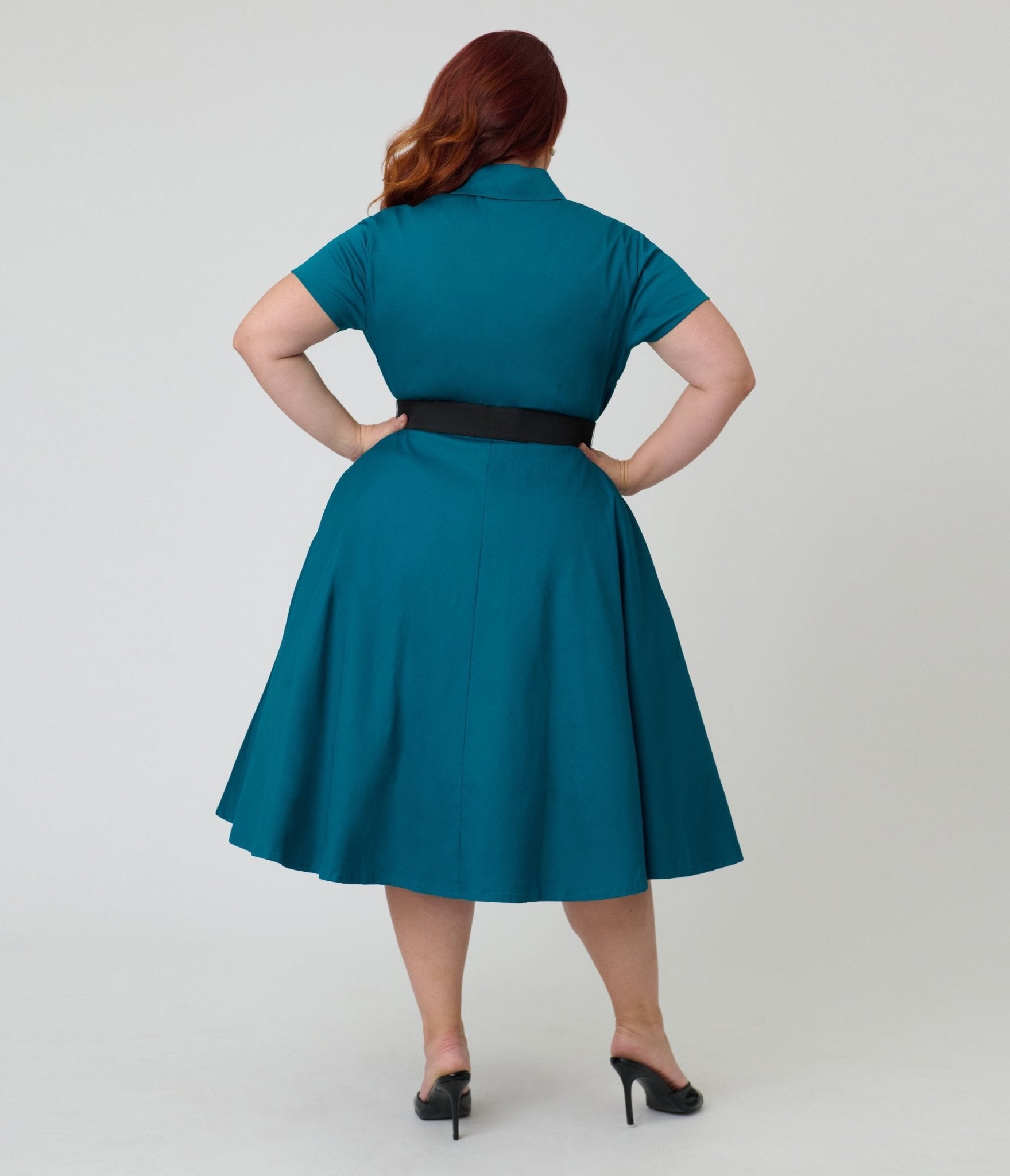 Unique Vintage Plus Size Teal & Western Rose Madeline Swing Dress Unique Vintage Plus Size Teal & Western Rose Madeline Swing Dress