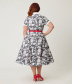 Unique Vintage Plus Size UFO Sighting Newspaper Print Alexis Swing Dress - Unique Vintage - Womens, DRESSES, SWING