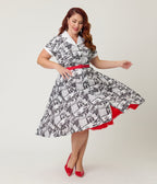 Unique Vintage Plus Size UFO Sighting Newspaper Print Alexis Swing Dress - Unique Vintage - Womens, DRESSES, SWING