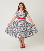 Unique Vintage Plus Size UFO Sighting Newspaper Print Alexis Swing Dress - Unique Vintage - Womens, DRESSES, SWING