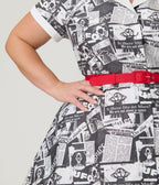 Unique Vintage Plus Size UFO Sighting Newspaper Print Alexis Swing Dress - Unique Vintage - Womens, DRESSES, SWING