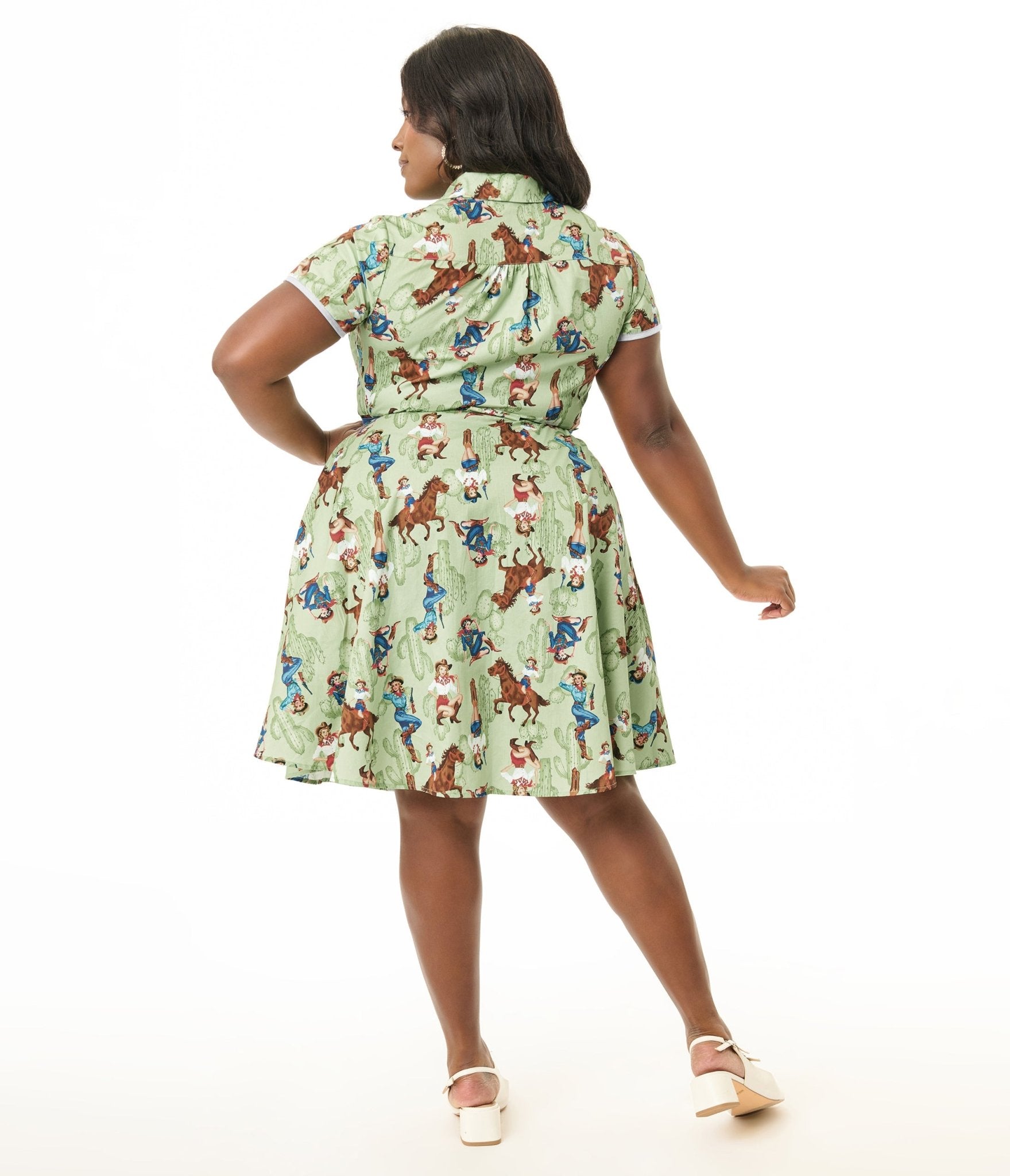 Unique Vintage Plus Size Western Pin - Ups Cotton Fit & Flare Dress - Unique Vintage - Womens, DRESSES, FIT AND FLARE