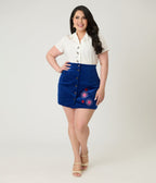 Unique Vintage Plus Size White & Bee Embroidered Notch Collar Blouse - Unique Vintage - Womens, TOPS, WOVEN TOPS