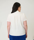 Unique Vintage Plus Size White & Bee Embroidered Notch Collar Blouse - Unique Vintage - Womens, TOPS, WOVEN TOPS