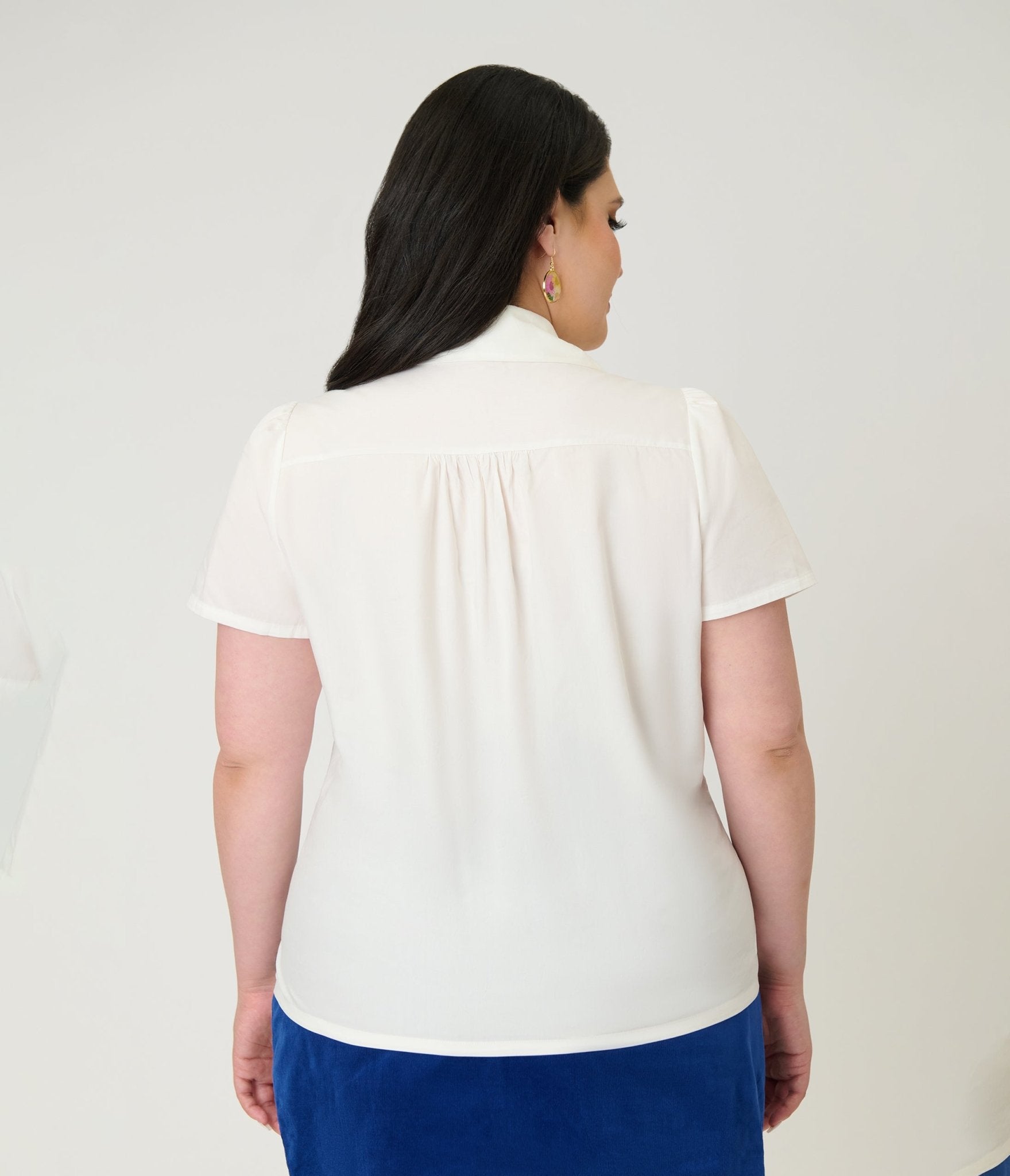 Unique Vintage Plus Size White & Bee Embroidered Notch Collar Blouse - Unique Vintage - Womens, TOPS, WOVEN TOPS