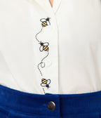 Unique Vintage Plus Size White & Bee Embroidered Notch Collar Blouse - Unique Vintage - Womens, TOPS, WOVEN TOPS