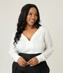 Unique Vintage Plus Size White Long Sleeve Blouse