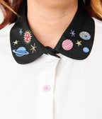 Unique Vintage Plus Size White Planet Embroidered Collared Blouse - Unique Vintage - Womens, TOPS, WOVEN TOPS