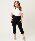 Unique Vintage Plus Size White Planet Embroidered Collared Blouse - Unique Vintage - Womens, TOPS, WOVEN TOPS