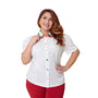 Unique Vintage Plus Size White Rainbow Embroidered Collar Blouse