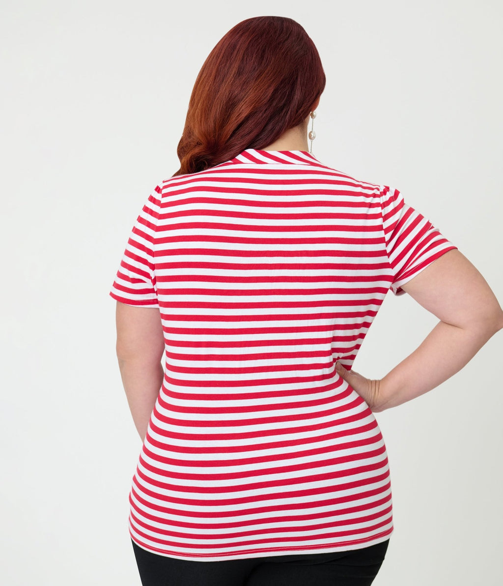 Unique Vintage Plus Size White & Red Bow Sweetie Knit Top - Unique Vintage - Womens, TOPS, KNIT TOPS