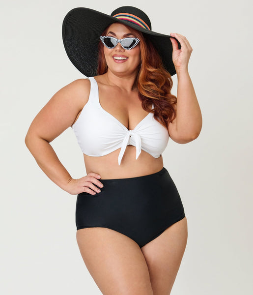 Unique Vintage Plus Size White Swim Top 2X/18