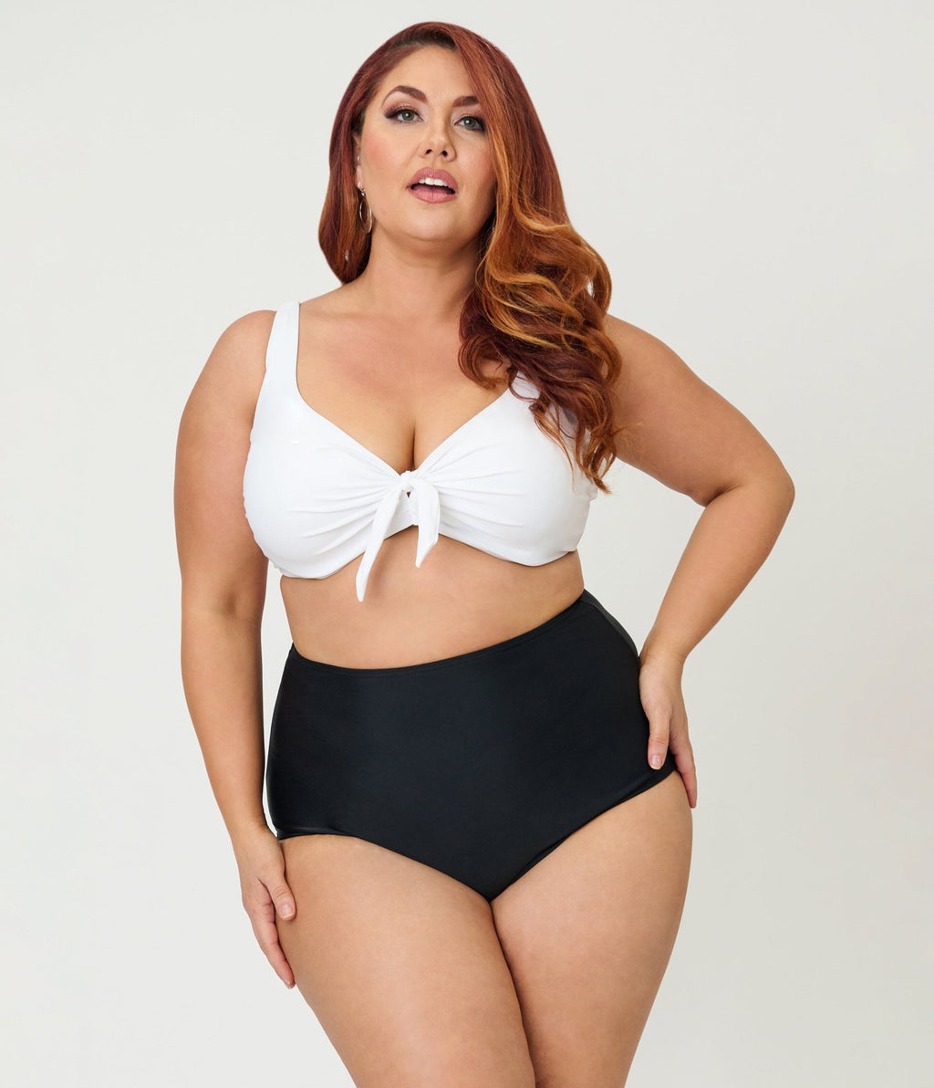 Unique Vintage Plus Size White Swim Top - Unique Vintage - Womens, SWIM, TOP