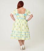 Unique Vintage Plus Size Yellow Lemon Striped Swing Dress - Unique Vintage - Womens, DRESSES, SWING