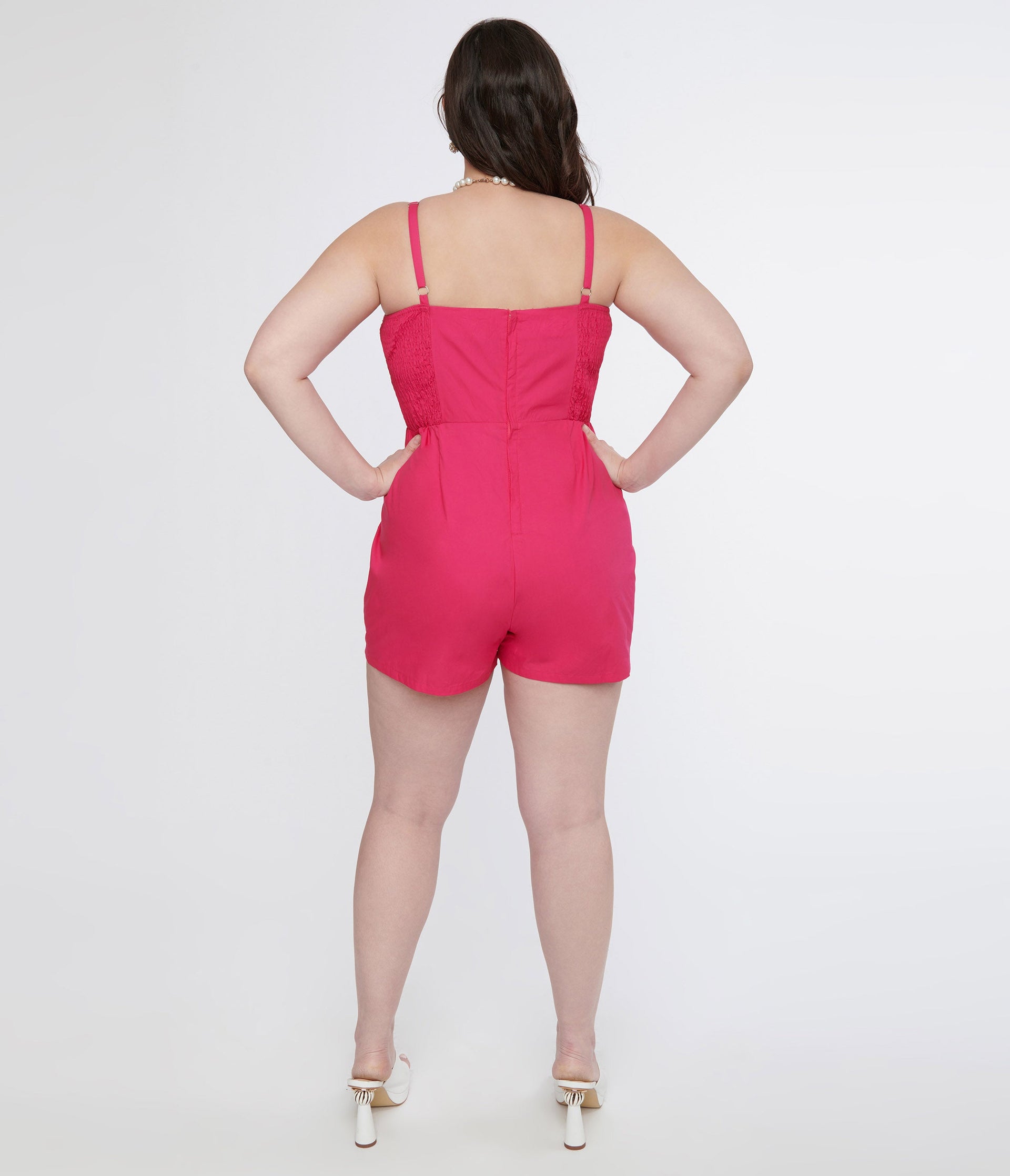 Unique Vintage Plus Size1960s Hot Pink & White Butterfly Ossining Romper - Unique Vintage - Womens, BOTTOMS, ROMPERS AND JUMPSUITS