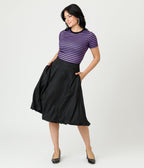 Unique Vintage Purple & Black Stripe Back To Basics Top - Unique Vintage - Womens, TOPS, KNIT TOPS