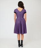 Unique Vintage Purple & Black Stripe Natalie Swing Dress - Unique Vintage - Womens, DRESSES, SWING