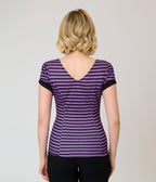 Unique Vintage Purple & Black Stripe V-Neck Bow Top - Unique Vintage - Womens, TOPS, KNIT TOPS