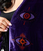 Unique Vintage Purple Evil Eye Burnout Fringe Kimono - Unique Vintage - Womens, FLAPPER, COATS